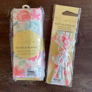 NWT Copper Pearl “June” Floral Swaddle & Bow